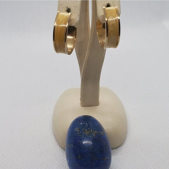 Vintage Yellow Hoop Earrings - Picture 2 of 4